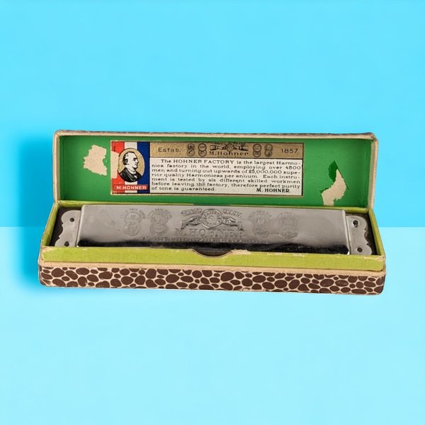 Vintage M. Hohner The Echo Harmonica - 5 1/2" - German Made - Collectible Musical Instrument - Untested