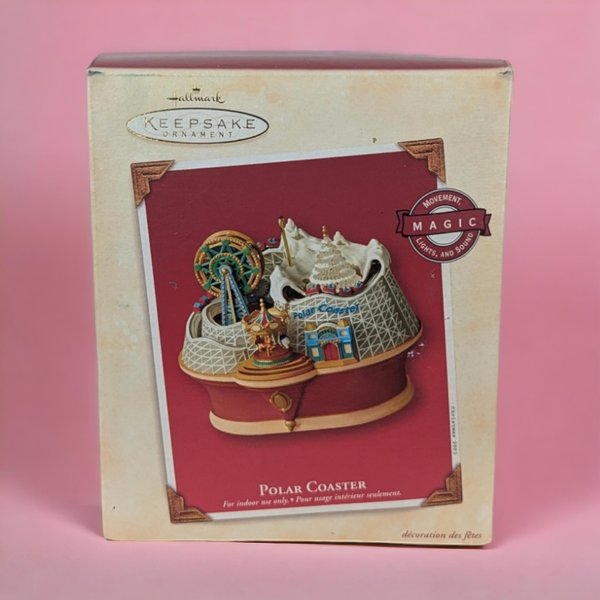 2003 Hallmark Polar Coaster Magic Ornament | Lights & Sounds | Vintage Christmas Ornament | Winter Wonderland | Gift for Kids