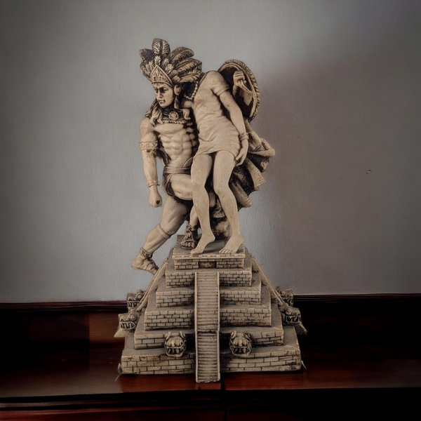 Vintage Aztec Warrior Statue | Mayan Inspired Decor | Tribal Art Sculpture | Historical Figurine | Unique Home Decor