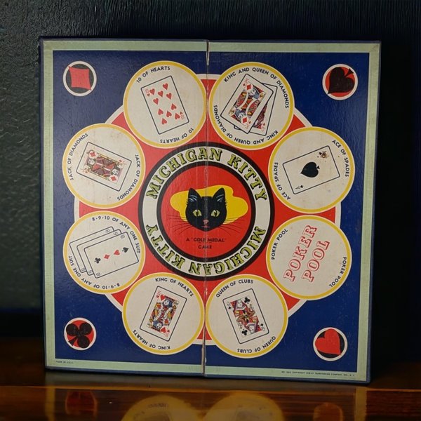 Vintage 1938 Transogram Michigan Kitty Game Board,  Wall Decor,  Serving Tray,  Game Room Decor,  Unique Gift