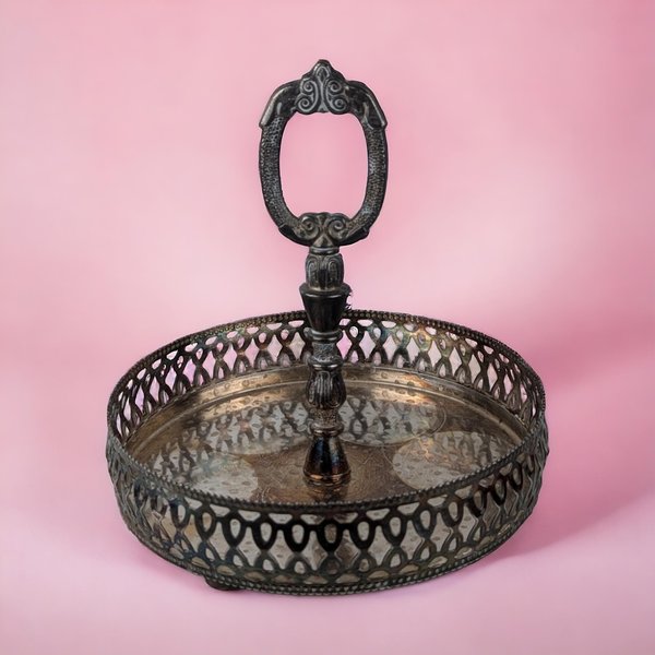 Vintage Silver Vanity Tray, Ornate Serving Tray with Handle, Silverplate Tray, Decorative Tray,  Vanity Decor,  Unique Gift