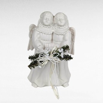 Vintage 1997 Growth Singing Angels Bisque Porcelain Taper Candle Holder - 9 Inches