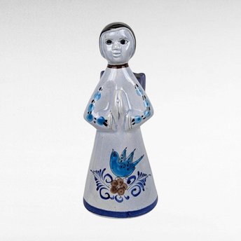 Vintage Mexican Pottery Angel Figurine | Praying Angel with Bluebird | Folk Art Sculpture | Southwestern Decor | Ceramic Angel