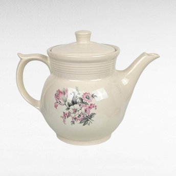 Vintage Drip-O-Lator Coffee Pot | Cream Ceramic with Pink Flowers | Retro Vase | Planter | Unique Home Decor