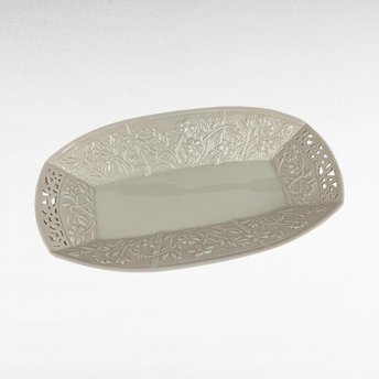 Lenox Jasmine Serving Tray | Large Oblong Platter | Cream Ceramic with Reticulated Design | Vintage Servingware | Home Decor