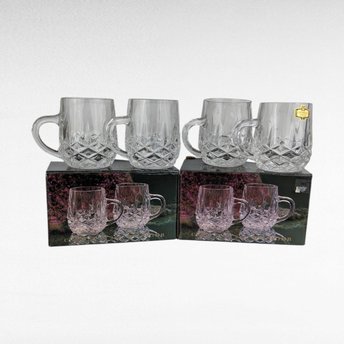 Vintage Blarney Crystal Mugs Set of 8 | Action Industries, Coffee Mugs, Tea Cups | Crystal Drinkware, Kitchenware, Gift Set