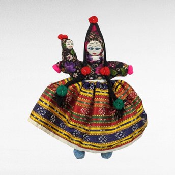 Vintage Folk Art Woman with Baby Doll.
