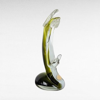 Icet Venezuela Murano Glass Praying Figurine, Green Art Glass Sculpture, Religious Figurine, Vintage Home Decor