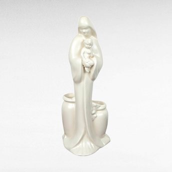 Vintage Haeger Pottery Madonna with Child Planter, White Ceramic Planter, Religious Figurine, Mid-Century Modern Decor