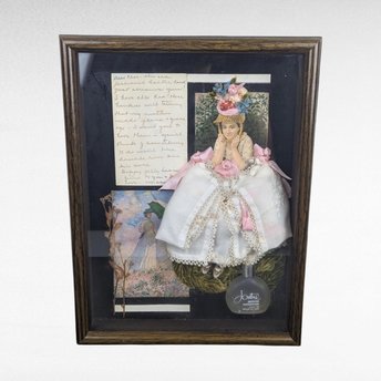 Vintage Shadow Box Collage | Perfume Theme | Romantic Art | Antique Ephemera | Wall Decor