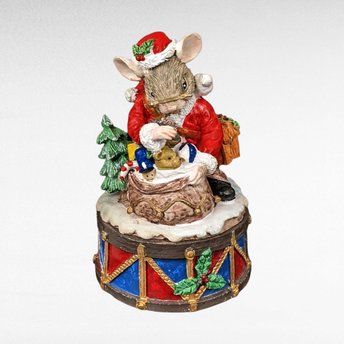 Vintage Resin Christmas Mouse Music Box | Musical Figurine | Holiday Decor | Gift for Collector