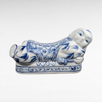 Vintage Chinese Porcelain Headrest |  Blue and White Pillow |  Chinese Ceramic Pillow | Asian Decor