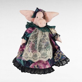 Handmade Pig Covering a Glass Jar.