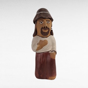 Vintage Clay Man Whistle - Folk Art Whistle - Handmade Clay Figure - Unique Gift