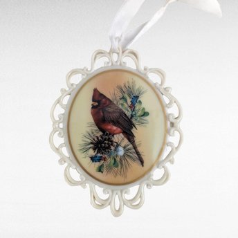 Vintage Lenox Winter Greetings Cardinal Ornament | Porcelain Christmas Ornament | Catherine McClung | Collectible Lenox