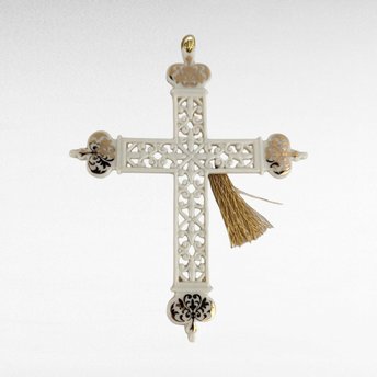 2002 Lenox Gold Trimmed Cross Pierced Ornament | Porcelain Christmas Ornament | Religious Christmas Decor | Collectible Lenox