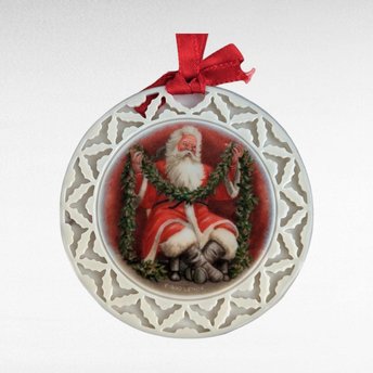 Vintage Lenox Portrait Series Santa Ornament | Santa with Garland | Porcelain Christmas Ornament | Collectible Lenox