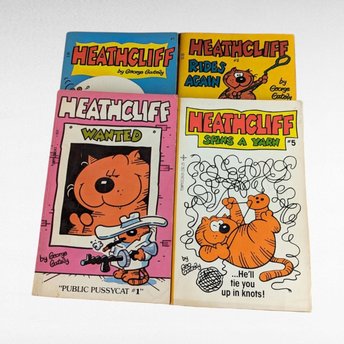Vintage Heathcliff Book Set, 4 Children's Comic Books, 1980s Kids' Literature, Collectible Paperbacks, Gift for Cat Lovers