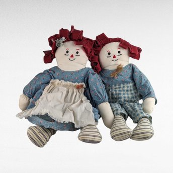 Vintage Raggedy Ann and Andy Dolls, Handmade Rag Dolls, 15 Inch Raggedy Ann, 15 Inch Raggedy Andy, Collectible Dolls,  Gift for Collector