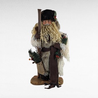2000 Grandeur Noel 17" Fabric Santa with Box - Vintage Christmas Decor - Holiday Figurine - Collectible Santa Claus