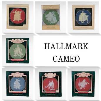 Vintage Hallmark Norman Rockwell Cameo Ornaments - 7 Piece Lot with Boxes - Collectible Christmas Decor