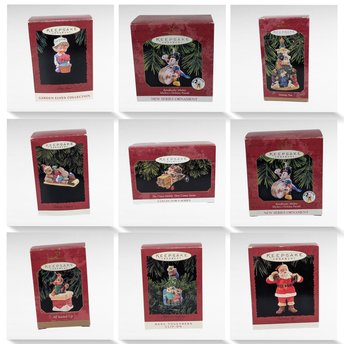 Vintage Hallmark Ornament Lot - 90s Keepsake Ornaments with Boxes - Mickey, Elves, Santa, & More