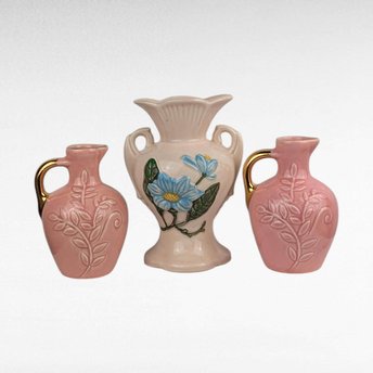 Vintage Pink Ceramic Vases - Hull Magnolia & Pitcher Bud Vases - Floral Decor