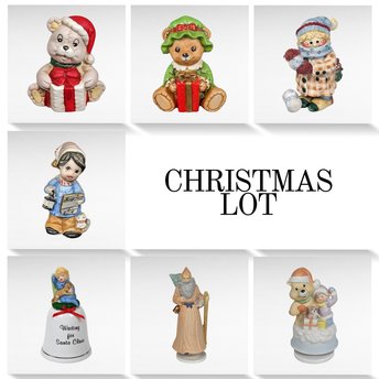 Vintage Christmas Music Box Lot | Bisque Bear, Old World Santa, Flambro, Homco Bears, Ragdoll, Bells | Festive Decor