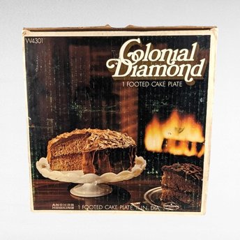 Vintage Anchor Hocking Colonial Diamond Cake Plate | Footed Cake Stand | Glass Cake Plate | Mid-Century Serving