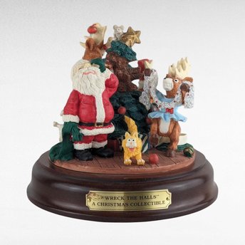 Vintage House of Lloyd "Wreck the Halls" Christmas Music Box, Santa Figurine, Holiday Decor,  Collectible