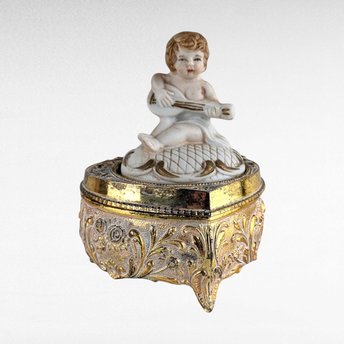 Vintage Cherub Trinket Box, Metal and Resin, Decorative Box, Jewelry Box, Gift for Her