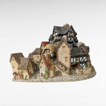1981 David Winter Cottages "The Village" | Large, Vintage Collectible | with Original Box