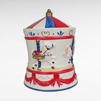 Vintage AMC Carousel Ceramic Musical Cookie Jar.
