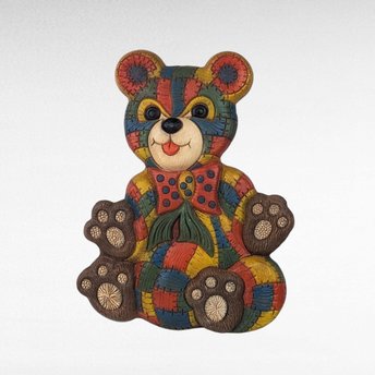 Vintage Foamcraft Patchwork Teddy Bear Wall Hanging | Nursery Decor | Children's Room Decor |  Playroom Wall Art