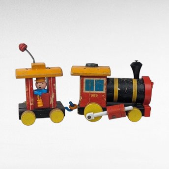 Vintage Fisher Price Huffy Puffy Train | Wooden Pull Toy | Classic Toy | 1960s Toy | Collectible Toy Train
