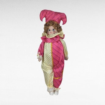 Vintage Artmark Jester Doll | Porcelain Jester Doll with Painted Face | Collectible Doll | 18 Inches Tall