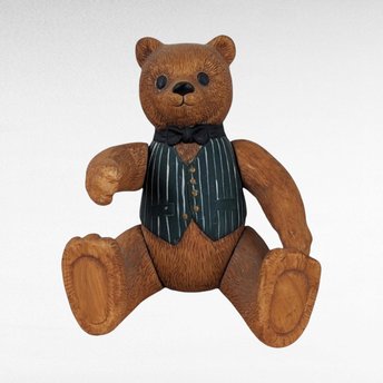 1983 Dept 56 Ted D Bear Jointed Figurine | Ceramic Teddy Bear | Collectible Bear | Vintage Christmas Decor
