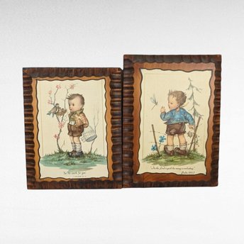 Vintage Wood Wall Plaques, Psalms and Peter, Children's Decor, Religious Wall Art, Nursery Decor, Gift for Sunday School