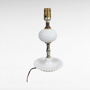 Vintage Milk Glass Hobnail Lamp, 11.5", White Glass Table Lamp, Retro Home Decor, Bedside Lamp, Vanity Lamp, Unique Gift