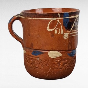 Vintage Handmade Pottery Mug, Rustic Decor, Southwestern Decor, Clay Mug, 4 Inches Tall, Unique Display Piece