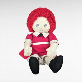 Vintage Little Orphan Annie Plush Doll, 17 Inch Rag Doll, Collectible Doll, Red Hair Doll, Nostalgic Toy