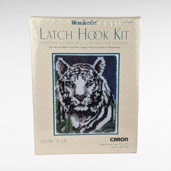 Vintage WonderArt Latch Hook Kit, Snow Tiger, Sealed, Caron International, Craft Kit, Rug Making,  DIY Project, Tiger Decor