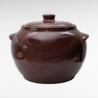 Vintage Watt Pottery Bean Pot 76 with Lid, 6.5" Tall, Brown Crock, Kitchen Decor, Farmhouse Style, Collectible Stoneware