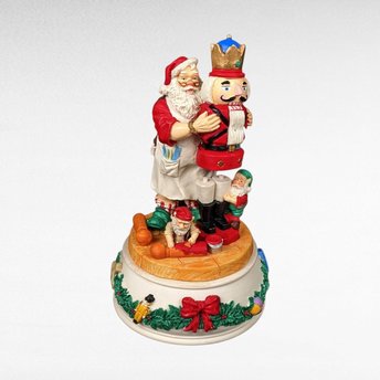 Vintage Santa with Nutcracker Music Box | Christmas Figurine | Holiday Decor | Gift for Collector