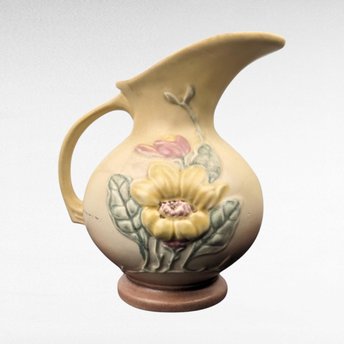 Vintage Hull Pottery Magnolia Pitcher | Art Deco Vase | Floral Ceramic Pitcher |  Collectible Pottery | 7.5 Inches