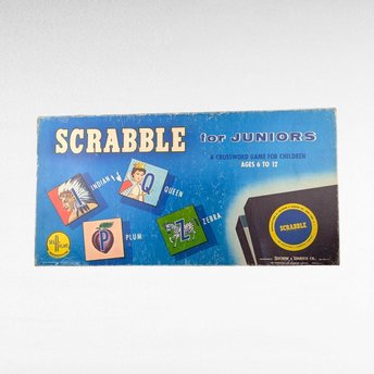 Vintage 1958 Scrabble for Juniors Game, Selchow & Righter, Complete, Children's Crossword Game
