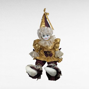 1990 Goebel 29 Inch Betty Jane Carter Gold Dust Musical Clown Doll | Porcelain | Plays "Swinging on a Star" | Vintage Collectible