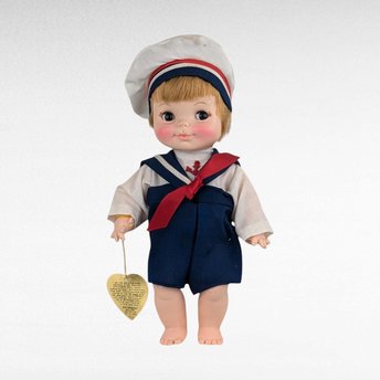 Vintage Effenbee Half Pint Sailor Doll, 10.5" Plastic Doll, Collectible Toy, Nautical Nursery Decor, Boy Doll