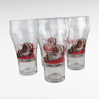 Set of 4 Vintage Libby Coca-Cola Santa Glasses - Christmas Glasses - Holiday Decor - Collectible Glassware - Coke Glasses