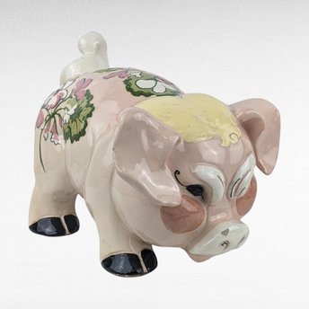 Vintage Kay Finch Grumpy Pig Figurine | California Pottery | Hand-Painted Pig | Collectible Animal Figurine